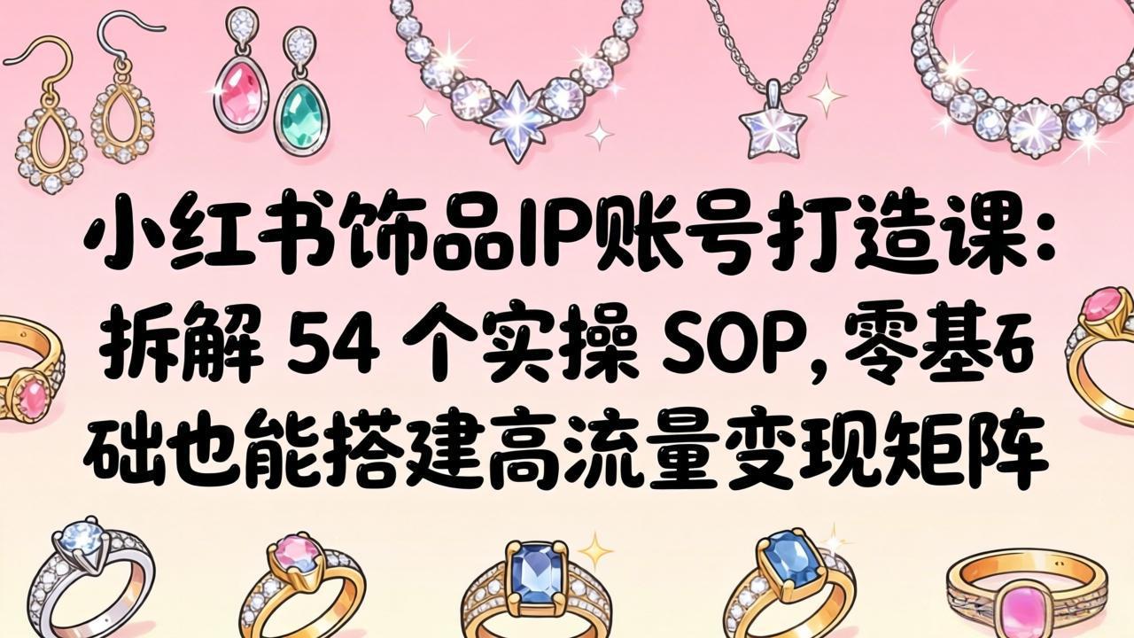 小红书饰品IP账号打造课：拆解 54 个实操 SOP，零基础也能搭建高流量变现矩阵-鱼见海资源网-免费PHP网站源码模板,插件软件网创AI智能体资源分享平台！