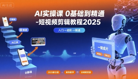 AI实操课0基础到精通-短视频剪辑教程2025-客创社 - 专注互联网轻资产创业及网络项目资源整合与分享客创社-免费且强大的项目分享网站！