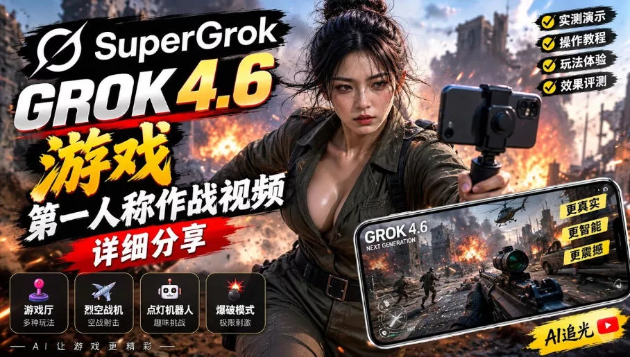 Grok 4.6也能做游戏？靠前人称作战视频实测｜玩法详细讲解 《鱼见海科技》-鱼见海资源网-免费PHP网站源码模板,插件软件网创AI智能体资源分享平台！