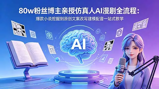 80w粉丝博主亲授仿真人AI漫剧全流程：爆款小说挖掘到原创文案改写建模配音一站式教学 《鱼见海科技》-鱼见海资源网-免费PHP网站源码模板,插件软件网创AI智能体资源分享平台！