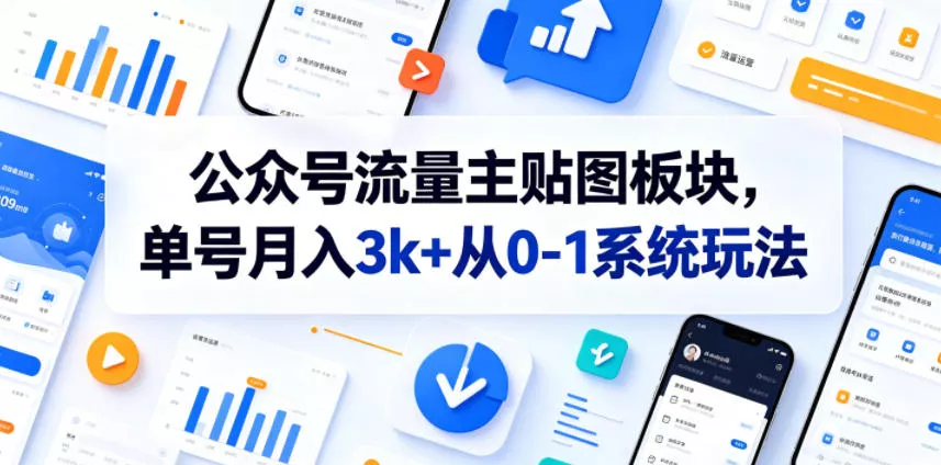 公众号流量主贴图板块，单号月入3k+从0-1系统玩法-鱼见海资源网-免费PHP网站源码模板,插件软件网创AI智能体资源分享平台！