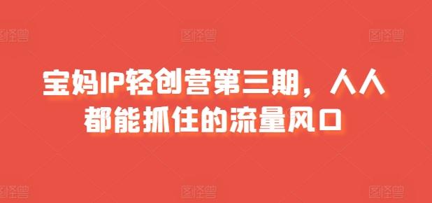 宝妈IP轻创营第三期，人人都能抓住的流量风口客创社 - 专注互联网轻资产创业及网络项目资源整合与分享客创社 - 专注互联网轻资产创业及网络项目资源整合与分享
