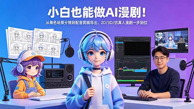 小白也能做AI漫剧！从角色场景分镜到配音剪辑导出，2D/3D/仿真人漫剧一步到位-鱼见海资源网-免费PHP网站源码模板,插件软件网创AI智能体资源分享平台！