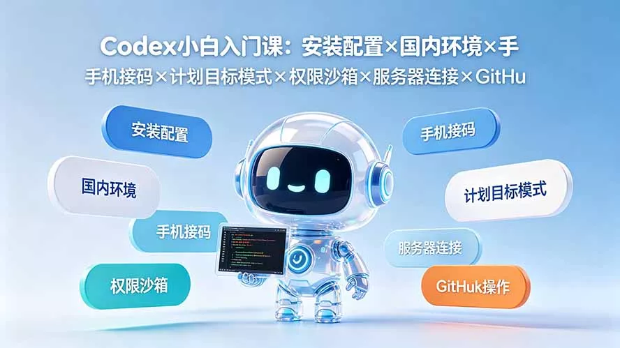 Codex小白入门课：安装配置×国内环境×手机接码×计划目标模式×权限沙箱×服务器连接×GitHub操作-软件百科