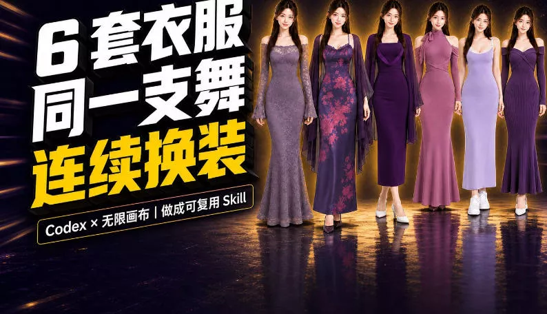 同一支舞，6套衣服按顺序切换：我把服装换装视频做成了一个Skill-鱼见海资源网-免费PHP网站源码模板,插件软件网创AI智能体资源分享平台！
