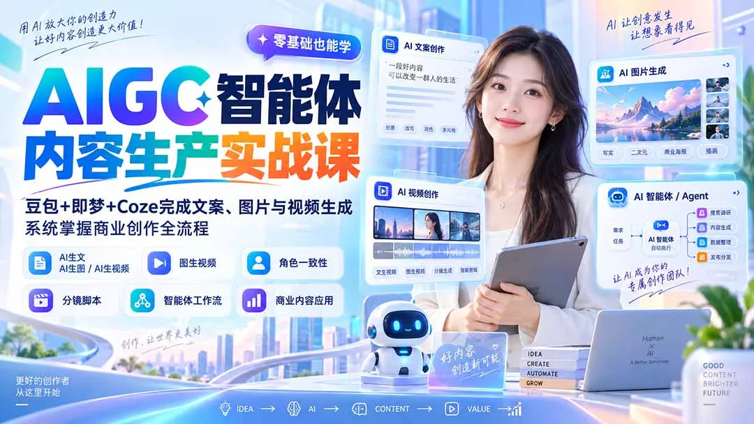 AIGC智能体内容生产实战课：豆包+即梦+Coze完成文案、图片