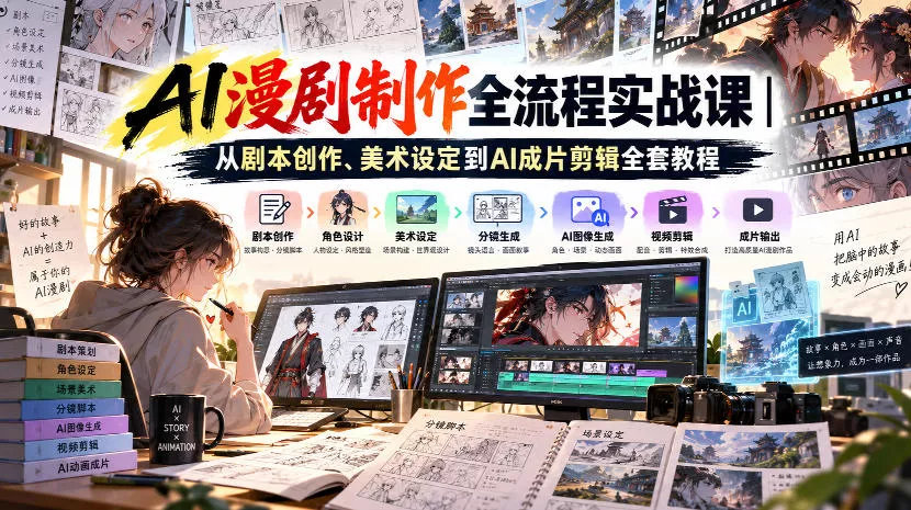AI漫剧制作全流程实战课｜从剧本创作、美术设定到AI成片剪辑全套教程 《鱼见海科技》-鱼见海资源网-免费PHP网站源码模板,插件软件网创AI智能体资源分享平台！