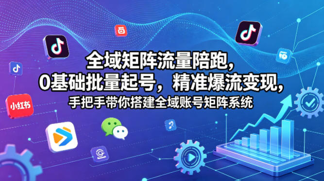 全域矩阵流量陪跑，0基础批量起号，精准爆流变现，手把手带你搭建全域账号矩阵系统客创社区-专注互联网轻资产资源整合与分享客创社区-专注互联网轻资产资源整合与分享
