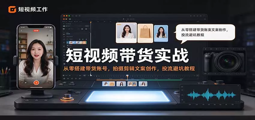 短视频带货实战：从零搭建带货账号，拍摄剪辑文案创作，投流避坑教程客创社区-专注互联网轻资产资源整合与分享客创社区-专注互联网轻资产资源整合与分享