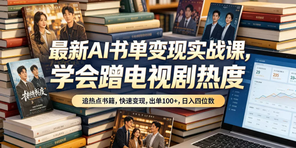 最新AI书单变现实战课，学会蹭电视剧热度，追热点书籍，快速变现，出单100+，日入四位数 《鱼见海科技》-鱼见海资源网-免费PHP网站源码模板,插件软件网创AI智能体资源分享平台！