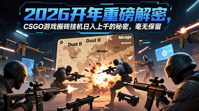 2026开年重磅解密，CSGO游戏搬砖挂机日入上千的秘密，毫无保留客创社区-专注互联网轻资产资源整合与分享客创社区-专注互联网轻资产资源整合与分享