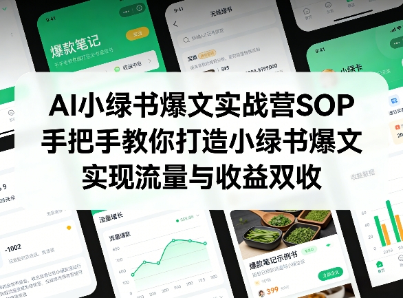 AI小绿书爆文实战营SOP，手把手教你打造小绿书爆文，实现流量与收益双收客创社区-专注互联网轻资产资源整合与分享客创社区-专注互联网轻资产资源整合与分享