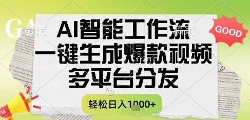 AI智能工作流，一键生成书单号爆款视频，多平台分发，每日收益多张【揭秘】-客创社 - 专注互联网轻资产创业及网络项目资源整合与分享客创社-免费且强大的项目分享网站！