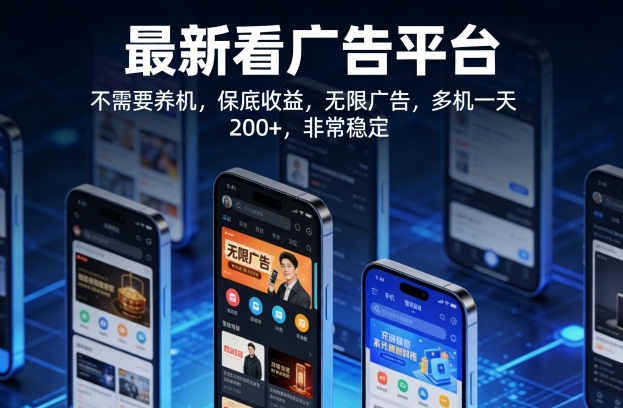 最新看广告平台，不需要养机，保底收益，无限广告，多机一天200+，非常稳定【揭秘】 《鱼见海科技》-鱼见海资源网-免费PHP网站源码模板,插件软件网创AI智能体资源分享平台！