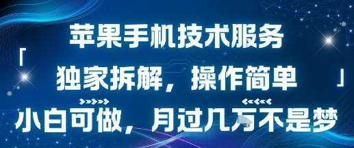 苹果手机技术服务，独家拆解，操作简单，小白可做，月过1W不是梦-客创社 - 专注互联网轻资产创业及网络项目资源整合与分享客创社-免费且强大的项目分享网站！