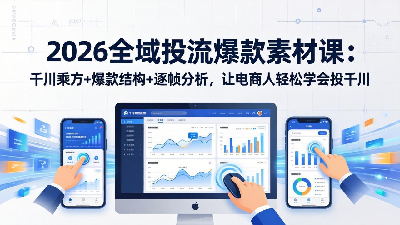 2026全域投流爆款素材课：千川乘方+爆款结构+逐帧分析，让电商人轻松学会投千川 《鱼见海科技》-鱼见海资源网-免费PHP网站源码模板,插件软件网创AI智能体资源分享平台！
