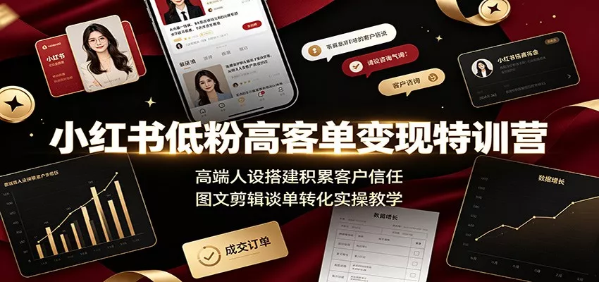 小红书低粉高客单变现特训营：高端人设搭建积累客户信任，图文剪辑谈单转化实操教学星享资源网星享资源网