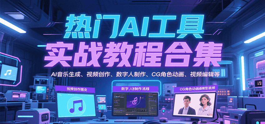 热门AI工具实战教程合集，AI音乐生成、视频创作、数字人制作、CG角色动画、视频编辑等-客创社 - 专注互联网轻资产创业及网络项目资源整合与分享客创社-免费且强大的项目分享网站！