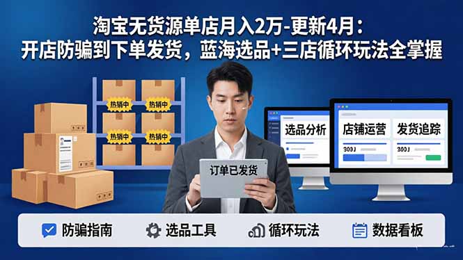 淘宝无货源5.0单店月入2万-更新4月：开店防骗到下单发货，蓝海选品+三店循环玩法全掌握客创社区-专注互联网轻资产资源整合与分享客创社区-专注互联网轻资产资源整合与分享
