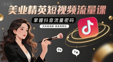 美业精英短视频流量课，掌握抖音流量密码，天天有询单，条条有转化-客创社 - 专注互联网轻资产创业及网络项目资源整合与分享客创社-免费且强大的项目分享网站！