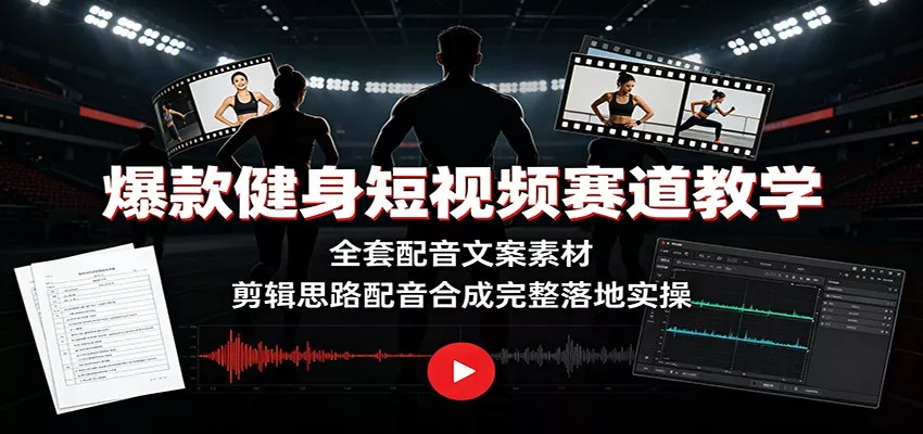 爆款健身短视频赛道教学：全套配音文案素材，剪辑思路配音合成完整落地实操客创社区-专注互联网轻资产资源整合与分享客创社区-专注互联网轻资产资源整合与分享