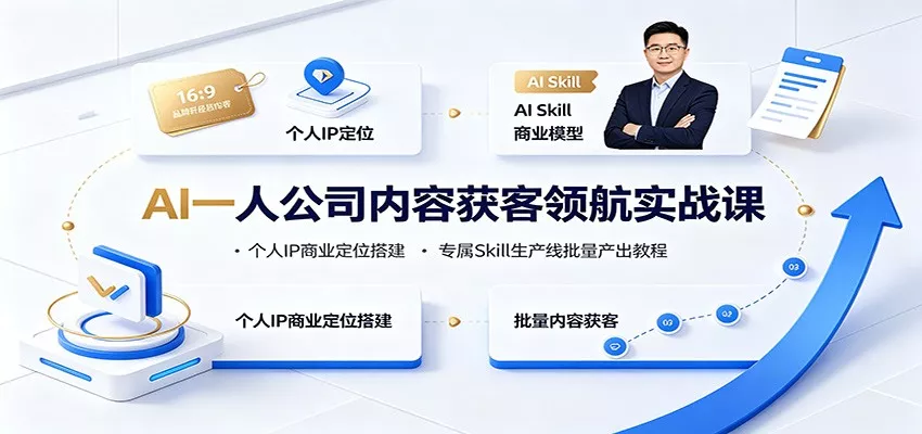 AI一人公司内容获客领航实战课：个人IP商业定位搭建，专属Skill生产线批量产出教程 《鱼见海科技》-鱼见海资源网-免费PHP网站源码模板,插件软件网创AI智能体资源分享平台！