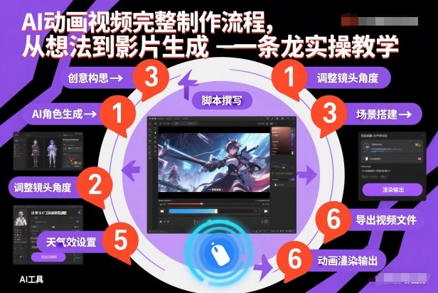 AI动画视频完整制作流程，从想法到影片生成一条龙实操教学客创社区-专注互联网轻资产资源整合与分享客创社区-专注互联网轻资产资源整合与分享