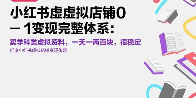 （15489期）小红书虚拟店铺0-1变现完整体系：卖学科类虚拟资料，一天一两百块，很稳定-客创社 - 专注互联网轻资产创业及网络项目资源整合与分享客创社-免费且强大的项目分享网站！