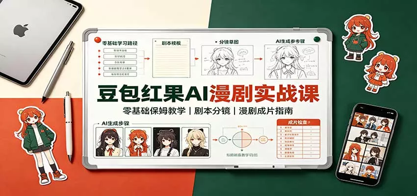 豆包红果AI漫剧实战课：零基础保姆教学，剧本分镜，漫剧成片指南客创社区-专注互联网轻资产资源整合与分享客创社区-专注互联网轻资产资源整合与分享