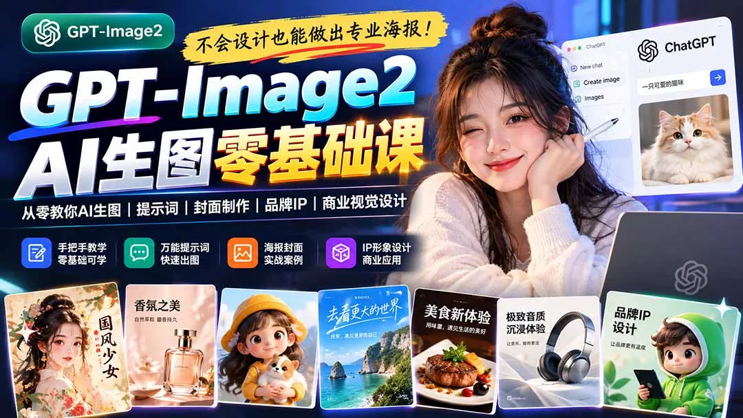 不会设计也能做出专业海报！GPT-Image2从零教你AI生图、