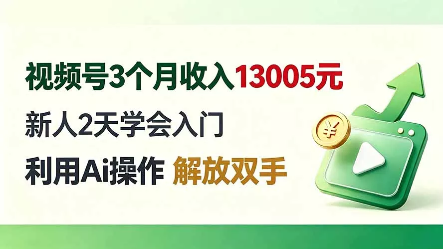 视频号3个月收入13005元， 新人2天学会入门， 利用Ai操作 解放双手！星享资源网星享资源网