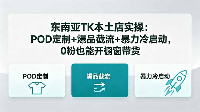 东南亚TK本土店实操：POD定制+爆品截流+暴力冷启动，0粉也能开橱窗带货客创社区-专注互联网轻资产资源整合与分享客创社区-专注互联网轻资产资源整合与分享