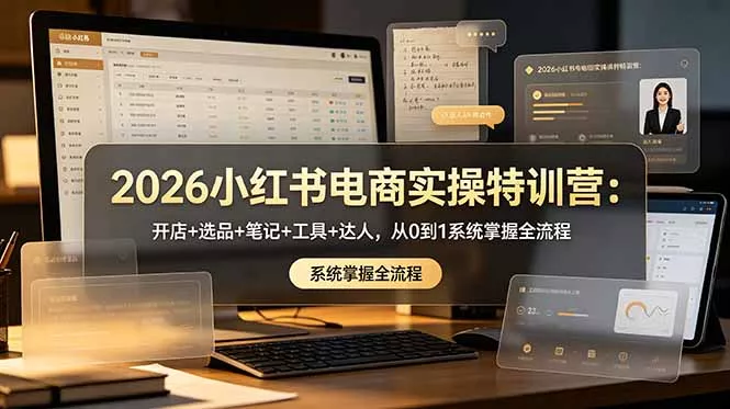 2026小红书电商实操特训营：开店+选品+笔记+工具+达人，从0到1系统掌握全流程客创社区-专注互联网轻资产资源整合与分享客创社区-专注互联网轻资产资源整合与分享