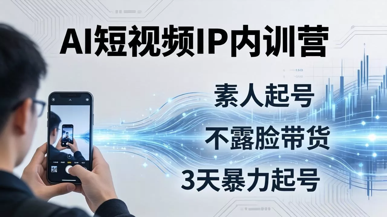 2026AI短视频IP内训营-更新：从素人起号到不露脸带货，3天暴力起号全流程拆解 《鱼见海科技》-鱼见海资源网-免费PHP网站源码模板,插件软件网创AI智能体资源分享平台！