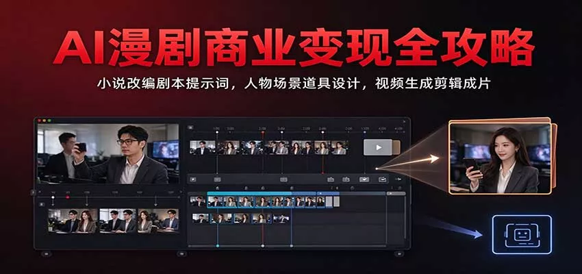 AI漫剧商业变现全攻略：小说改编剧本提示词，人物场景道具设计，视频生成剪辑成片客创社区-专注互联网轻资产资源整合与分享客创社区-专注互联网轻资产资源整合与分享