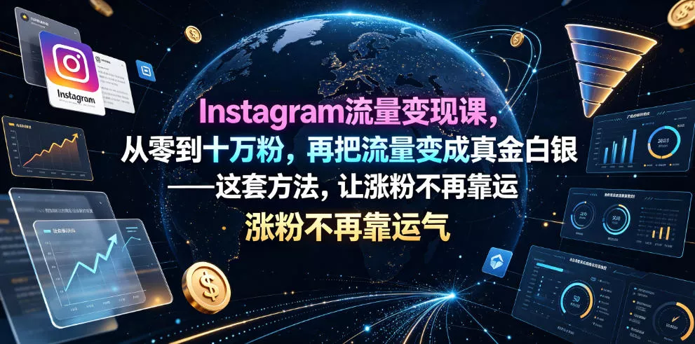 Instagram流量变现课，从零到十万粉，再把流量变成真金白银——这套方法，让涨粉不再靠运气【原创双语字幕】 《鱼见海科技》-鱼见海资源网-免费PHP网站源码模板,插件软件网创AI智能体资源分享平台！