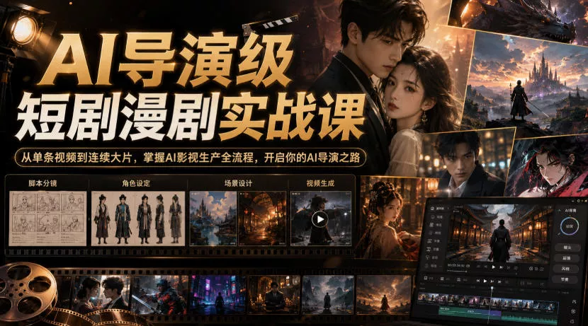 AI导演级短剧漫剧实战课，从单条视频到连续大片，掌握AI影视生产全流程，开启你的AI导演之路!星享资源网星享资源网