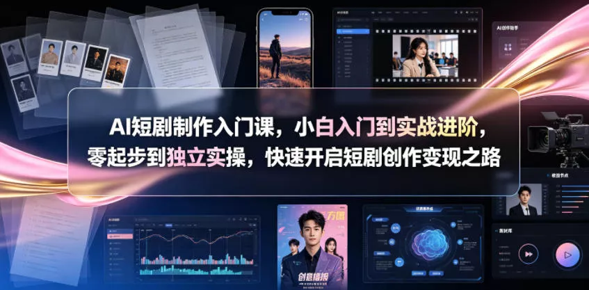 AI短剧制作入门课，小白入门到实战进阶，零起步到独立实操，快速开启短剧创作变现之路客创社区-专注互联网轻资产资源整合与分享客创社区-专注互联网轻资产资源整合与分享