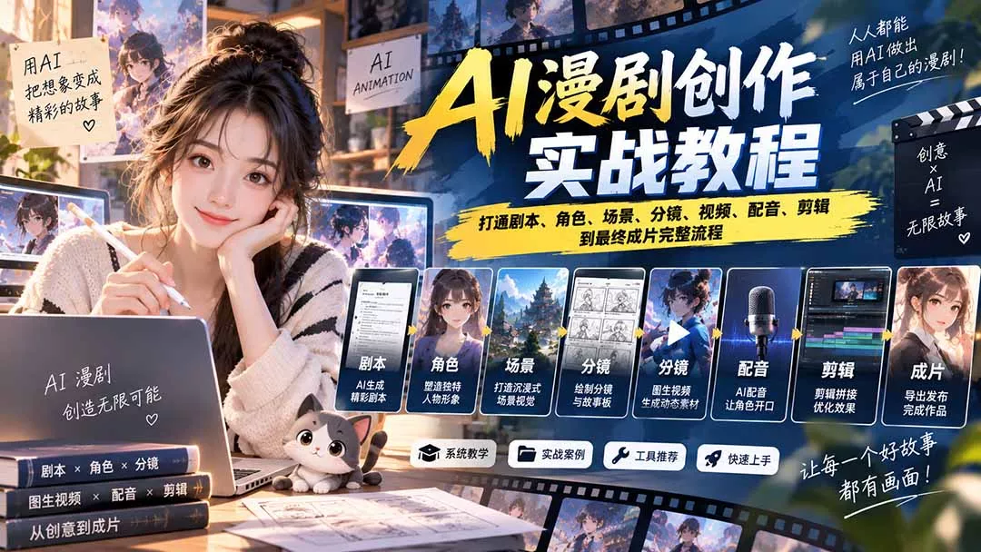 2026 AI漫剧创作实战教程：打通剧本、角色、场景、分镜、视频