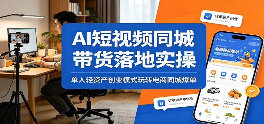 AI短视频同城带货落地实操：单人轻资产创业模式玩转电商同城爆单客创社区-专注互联网轻资产资源整合与分享客创社区-专注互联网轻资产资源整合与分享