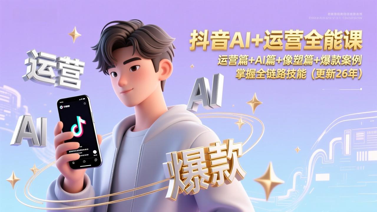 抖音AI+运营全能课，运营篇+AI篇+像塑篇+爆款案例，掌握全链路技能(更新26年客创社区-专注互联网轻资产资源整合与分享客创社区-专注互联网轻资产资源整合与分享