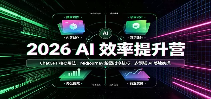2026 AI效率提升营：ChatGPT核心用法，Midjourney绘图指令技巧，多领域AI落地实操客创社区-专注互联网轻资产资源整合与分享客创社区-专注互联网轻资产资源整合与分享