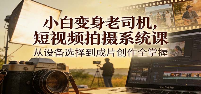 小白变身老司机，短视频拍摄系统课，从设备选择到成片创作全掌握客创社区-专注互联网轻资产资源整合与分享客创社区-专注互联网轻资产资源整合与分享