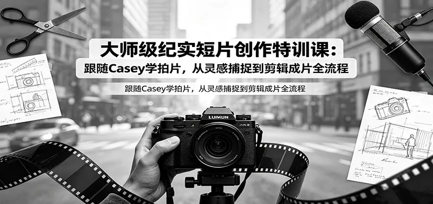 大师级纪实短片创作特训课:跟随Casey学拍片,从灵感捕捉到剪辑成片全流程主用 -、辅助 +中赚AI网