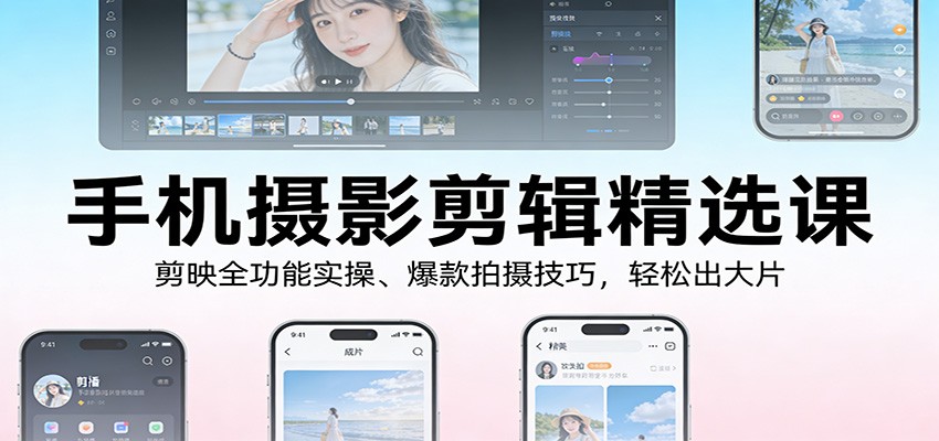 手机摄影剪辑精选课：剪映全功能实操、爆款拍摄技巧，轻松出大片客创社区-专注互联网轻资产资源整合与分享客创社区-专注互联网轻资产资源整合与分享