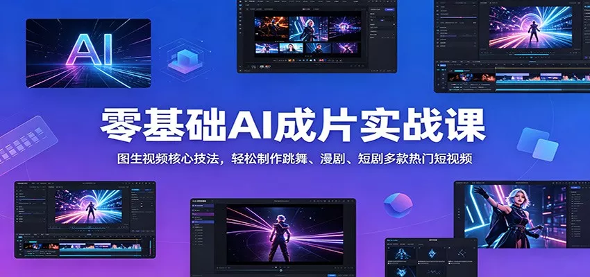 零基础AI成片实战课：图生视频核心技法，轻松制作跳舞、漫剧、短剧多款热门短视频客创社区-专注互联网轻资产资源整合与分享客创社区-专注互联网轻资产资源整合与分享