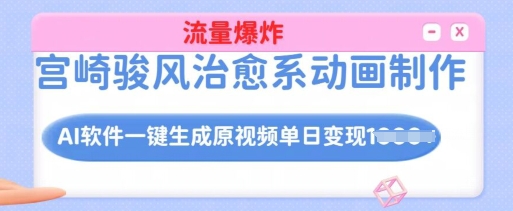 宫崎骏风治愈系动画制作，AI软件一键生成原创视频流量爆炸，单日变现多张，详细实操流程客创社 - 专注互联网轻资产创业及网络项目资源整合与分享客创社 - 专注互联网轻资产创业及网络项目资源整合与分享