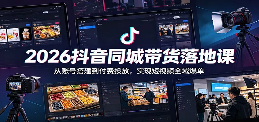2026抖音同城带货落地课：从账号搭建到付费投放，实现短视频全域爆单 《鱼见海科技》-鱼见海资源网-免费PHP网站源码模板,插件软件网创AI智能体资源分享平台！