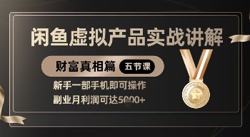精品！闲鱼虚拟产品实战讲解，新手一部手机即可操作，副业月利润可达5k+-客创社 - 专注互联网轻资产创业及网络项目资源整合与分享客创社-免费且强大的项目分享网站！