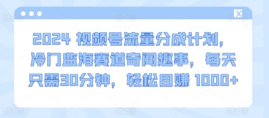 2024视频号流量分成计划，冷门监海赛道奇闻趣事，每天只需30分钟，轻松目赚 1000+【揭秘】客创社 - 专注互联网轻资产创业及网络项目资源整合与分享客创社 - 专注互联网轻资产创业及网络项目资源整合与分享